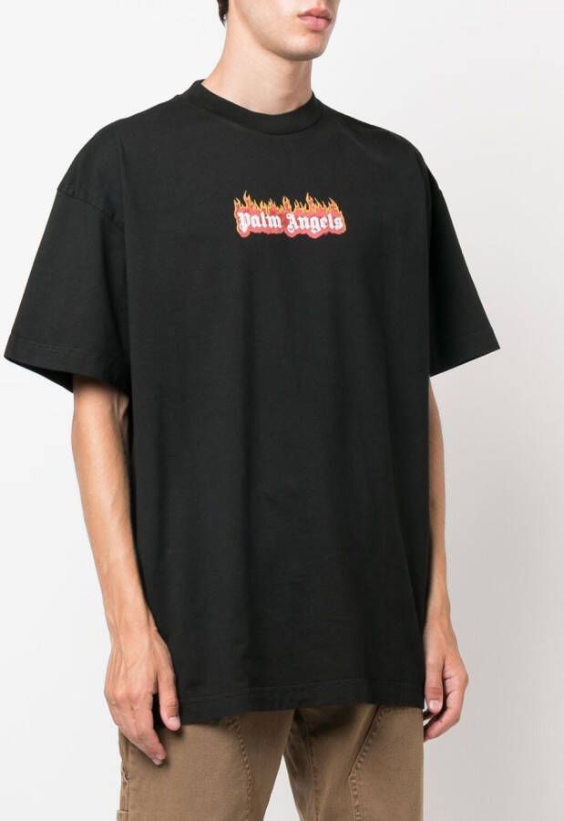 Palm Angels T-shirt met logoprint Zwart