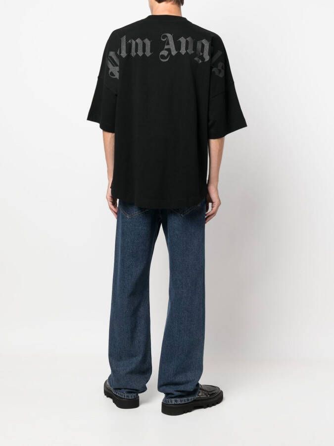 Palm Angels T-shirt met logoprint Zwart