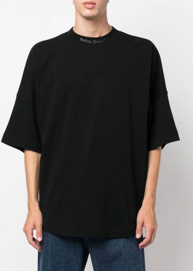 Palm Angels T-shirt met logoprint Zwart