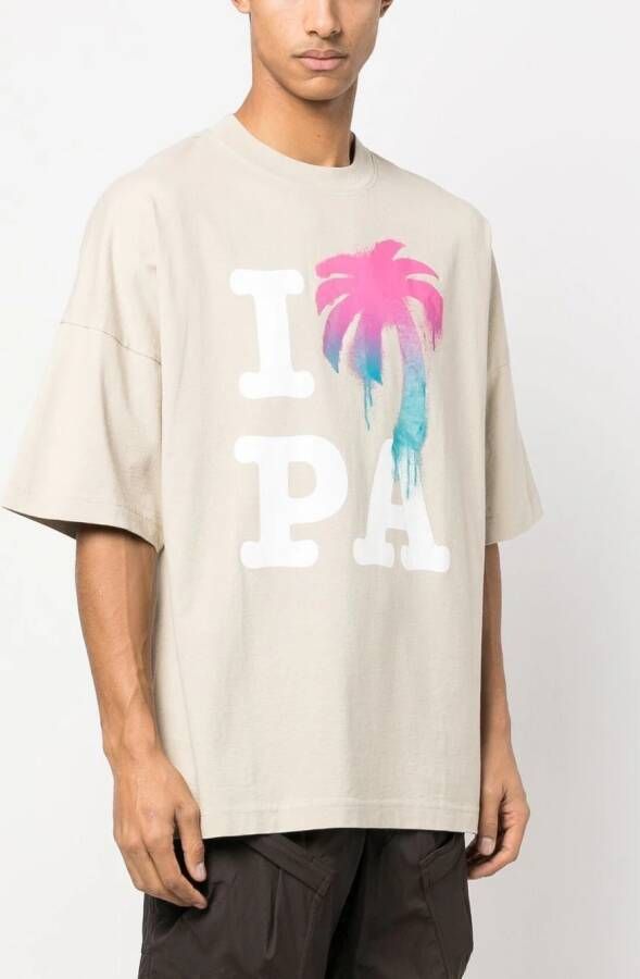 Palm Angels T-shirt met print Beige