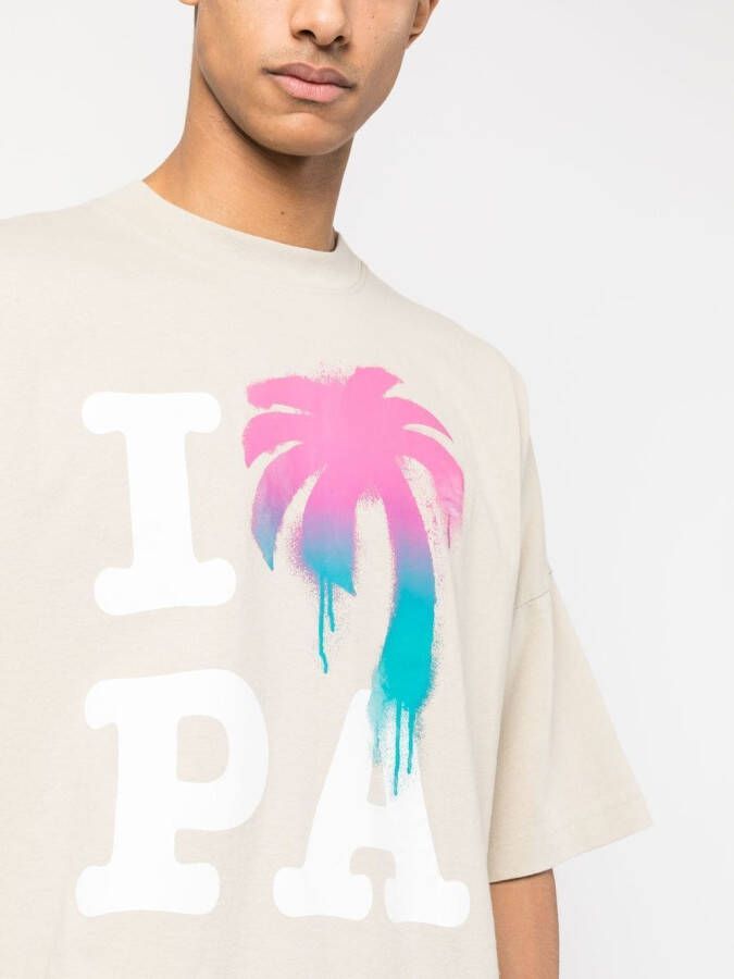 Palm Angels T-shirt met print Beige