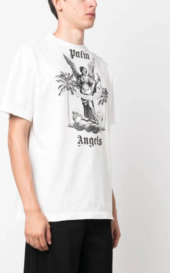 Palm Angels T-shirt met logoprint Wit