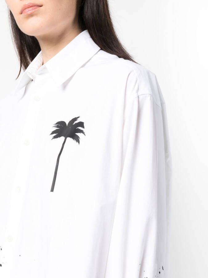 Palm Angels T-shirtjurk met palmprint Wit