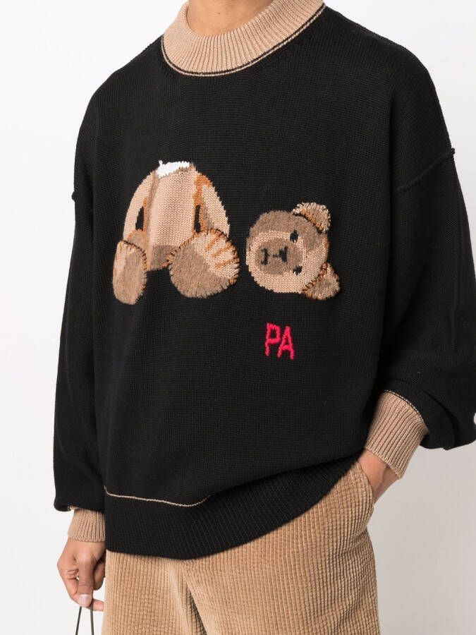 Palm Angels Trui met teddybeer intarsia Zwart