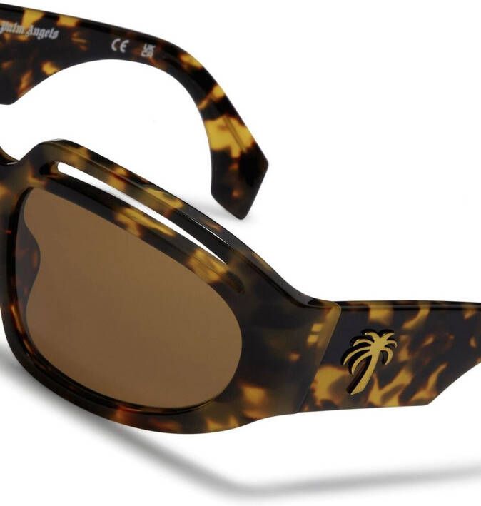 Palm Angels Eyewear Zonnebril met cut-outs Bruin