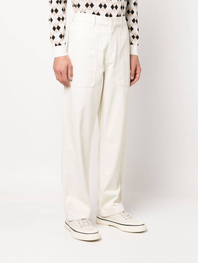 Palmes Straight broek Wit