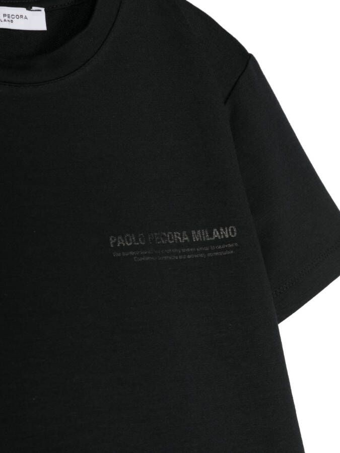 Paolo Pecora Kids T-shirt met logo-reliëf Zwart