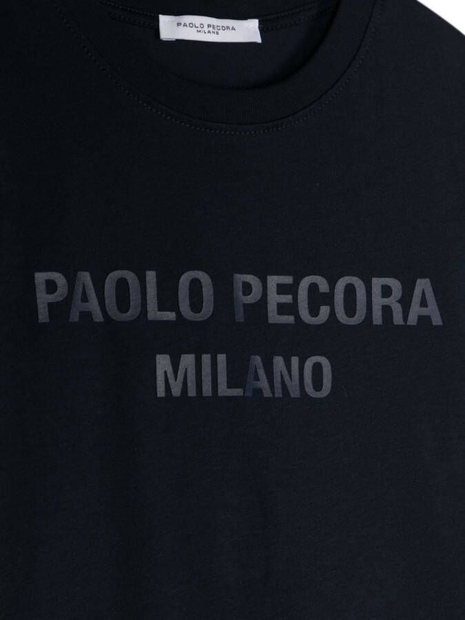 Paolo Pecora Kids T-shirt met logoprint Blauw