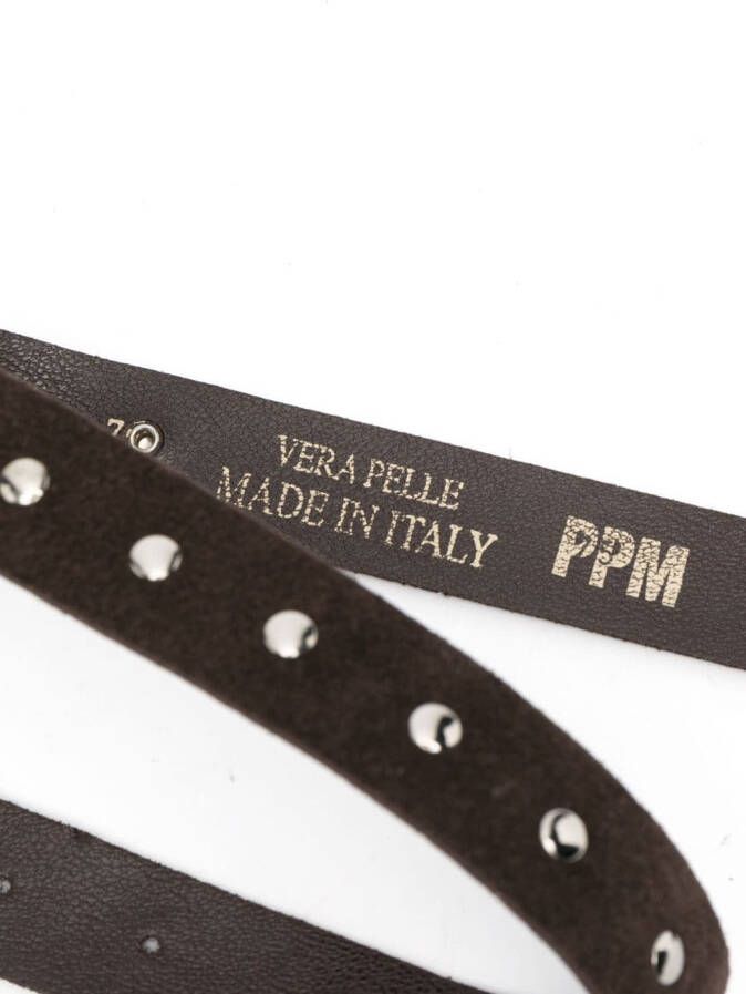 Paolo Pecora Kids Riem met studs Bruin