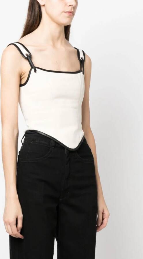 Paris Georgia Top met geribbeld detail Beige