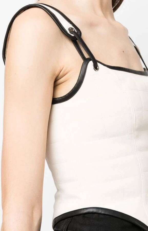 Paris Georgia Top met geribbeld detail Beige