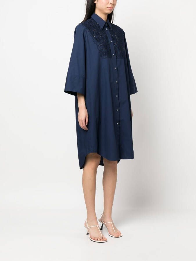 P.A.R.O.S.H. Broderie anglaise blousejurk Blauw