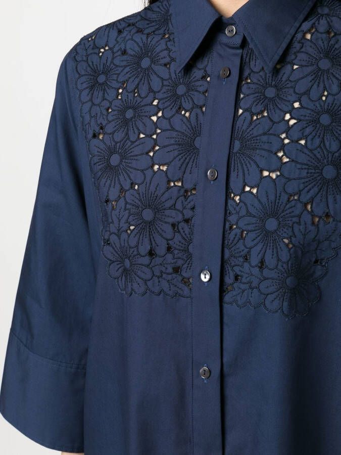 P.A.R.O.S.H. Broderie anglaise blousejurk Blauw