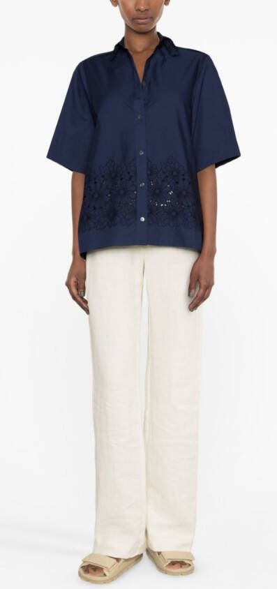 P.A.R.O.S.H. Blouse met geborduurde bloemen Blauw