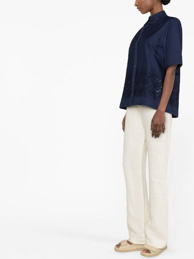P.A.R.O.S.H. Blouse met geborduurde bloemen Blauw