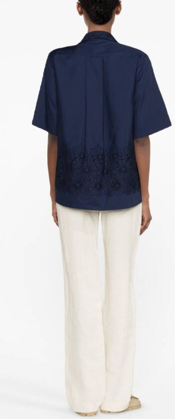 P.A.R.O.S.H. Blouse met geborduurde bloemen Blauw