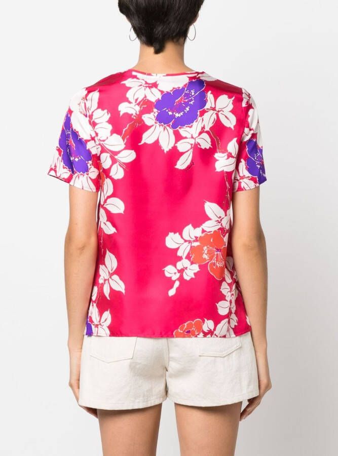 P.A.R.O.S.H. T-shirt met bloemenprint Roze