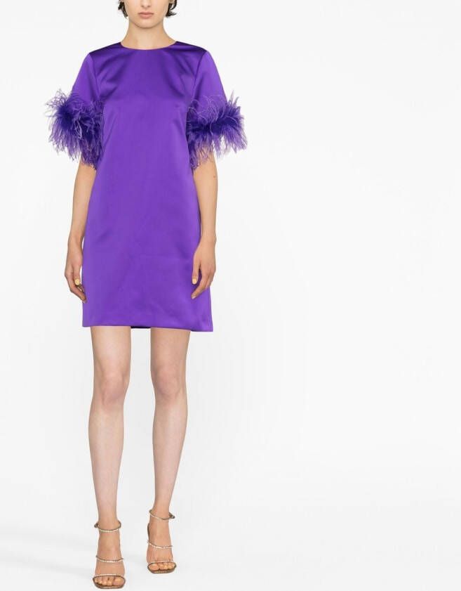 P.A.R.O.S.H. Jurk met veren-afwerking Paars