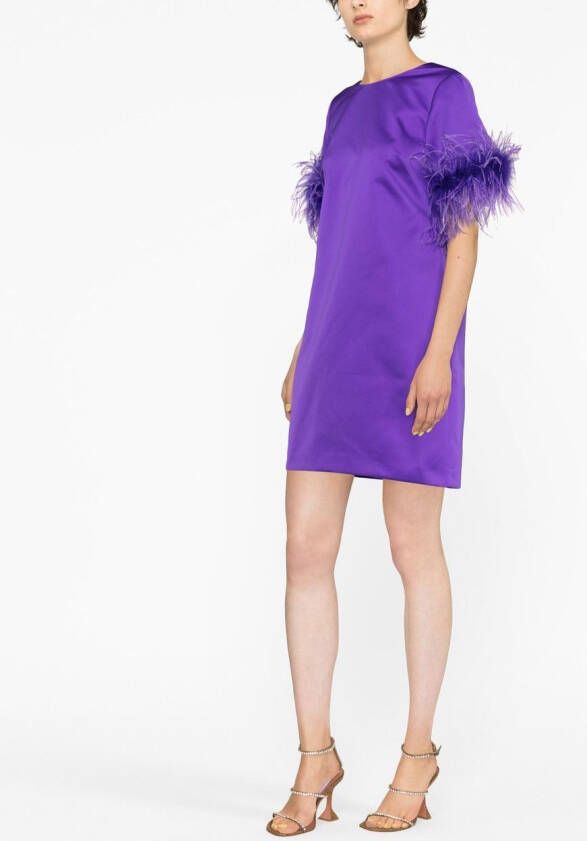 P.A.R.O.S.H. Jurk met veren-afwerking Paars