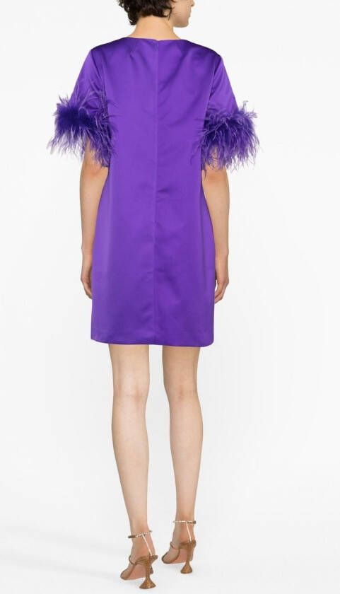 P.A.R.O.S.H. Jurk met veren-afwerking Paars