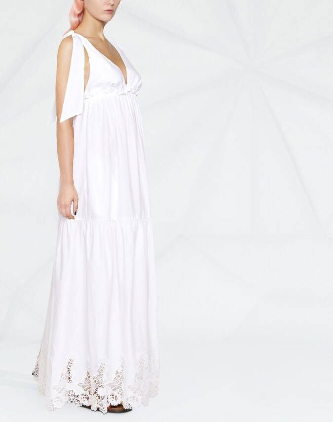 P.A.R.O.S.H. Maxi-jurk met kant Wit