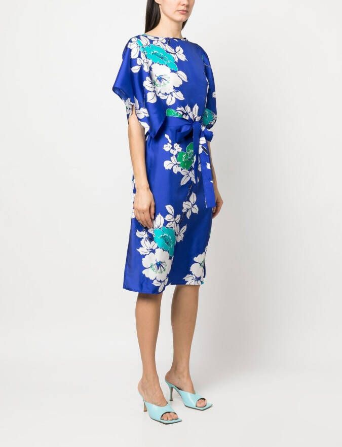 P.A.R.O.S.H. Midi-jurk met gestrikte taille Blauw