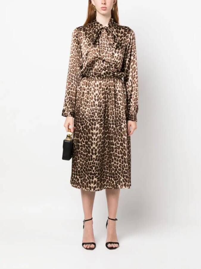 P.A.R.O.S.H. Midi-jurk met luipaardprint Bruin