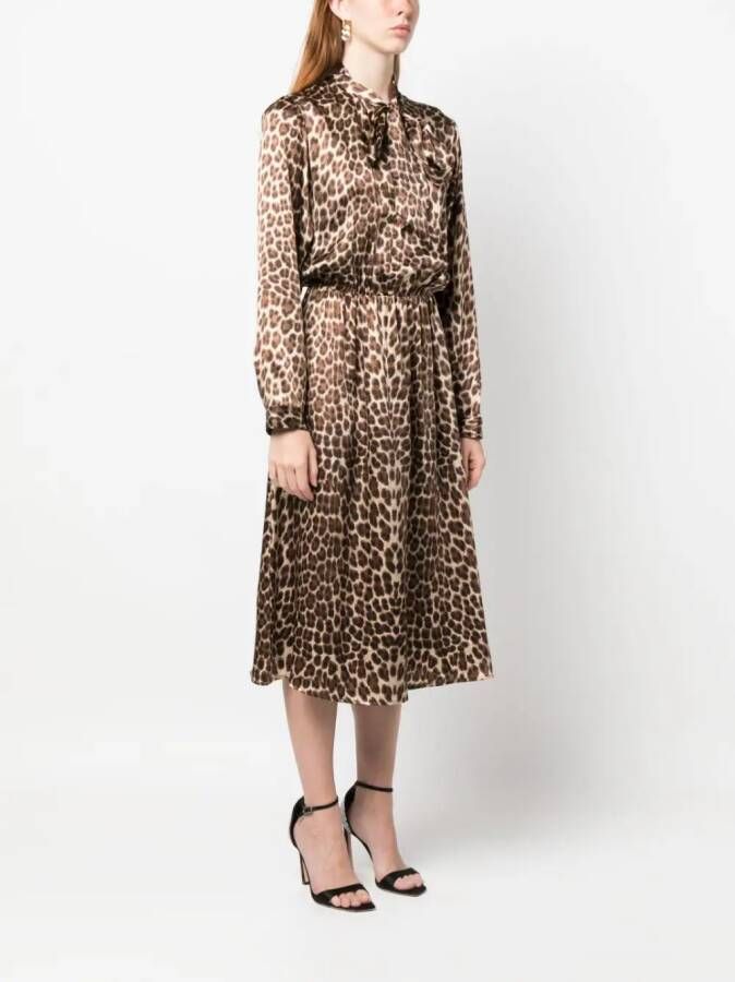 P.A.R.O.S.H. Midi-jurk met luipaardprint Bruin