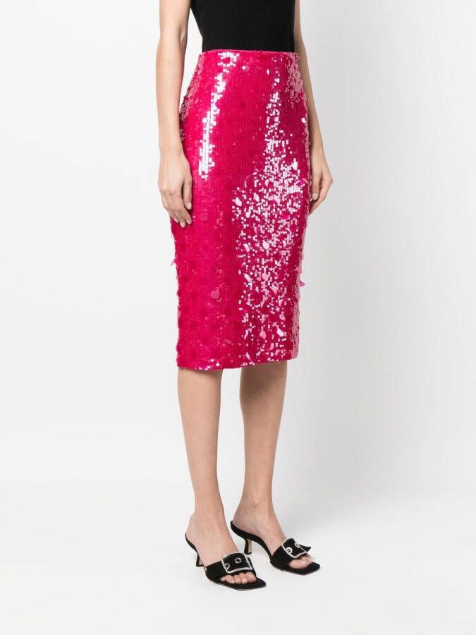 P.A.R.O.S.H. Midi-rok met pailletten Roze