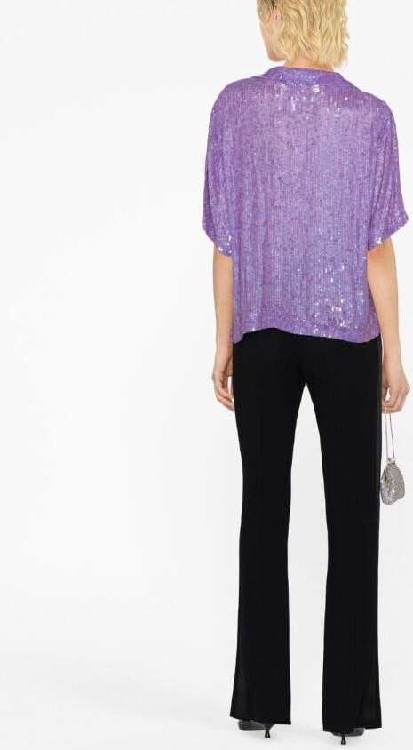 P.A.R.O.S.H. T-shirt met pailletten Paars