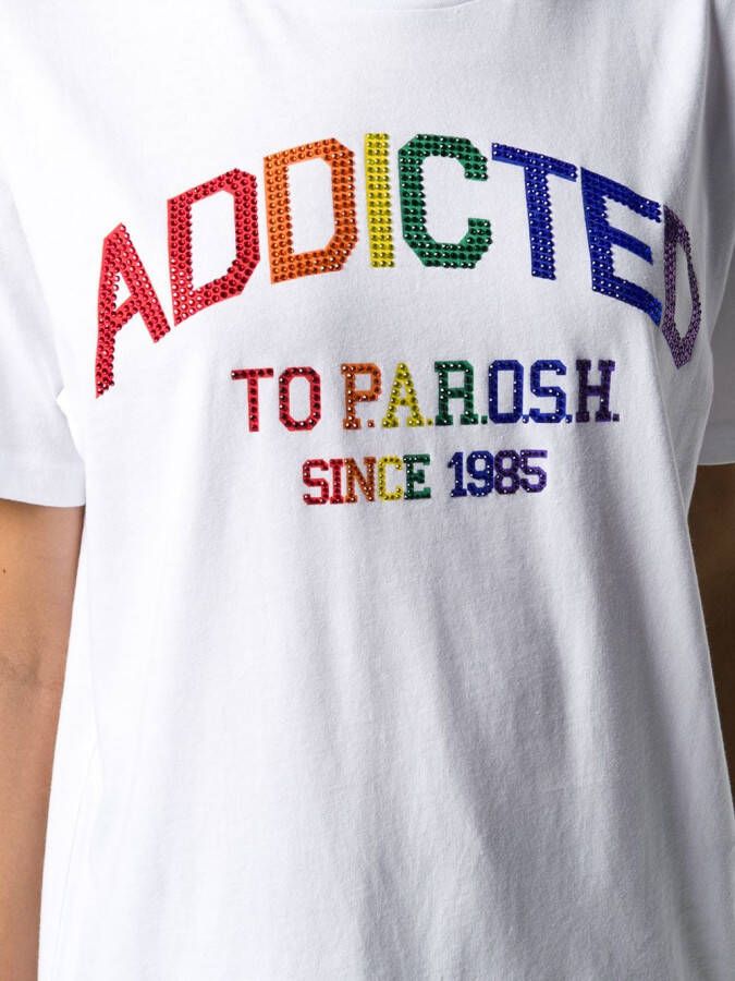 P.A.R.O.S.H. T-shirt verfraaid met kristallen Wit