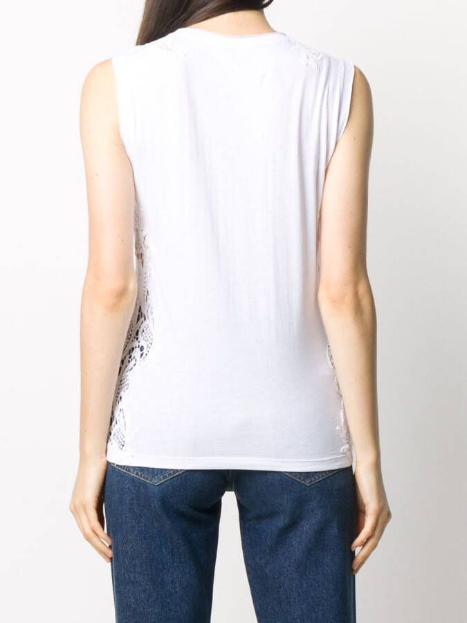 P.A.R.O.S.H. Tanktop met geborduurd kant Wit