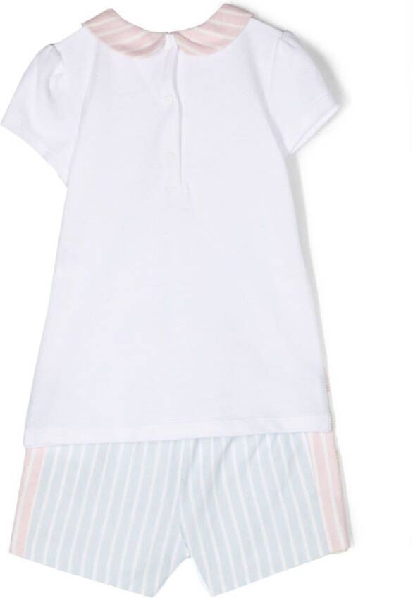 Patachou Gestreepte shorts en shirt Wit