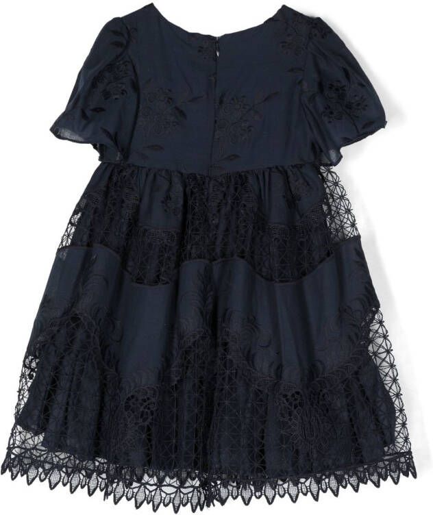 Patachou Jurk met geborduurde bloemen Blauw