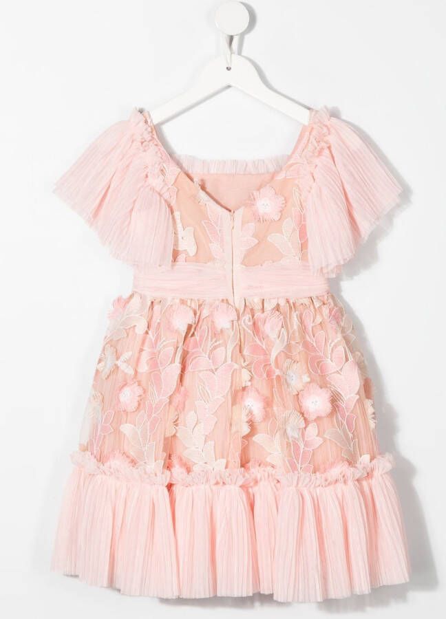 Patachou Jurk met geborduurde bloemen Roze