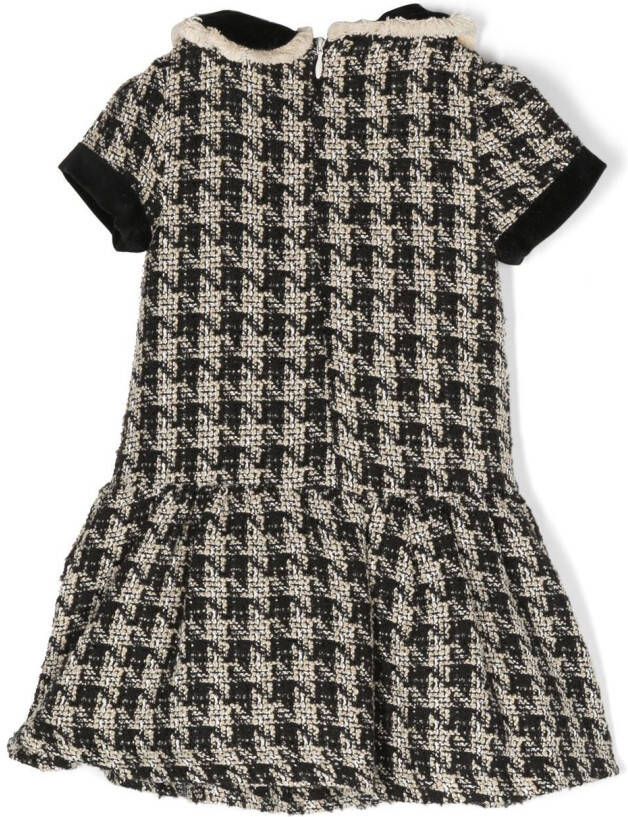 Patachou Jurk met pied-de-poule print Zwart