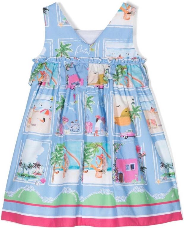 Patachou Jurk met ruches Blauw