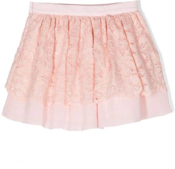 Patachou Mini-rok met afwerking van kant Roze