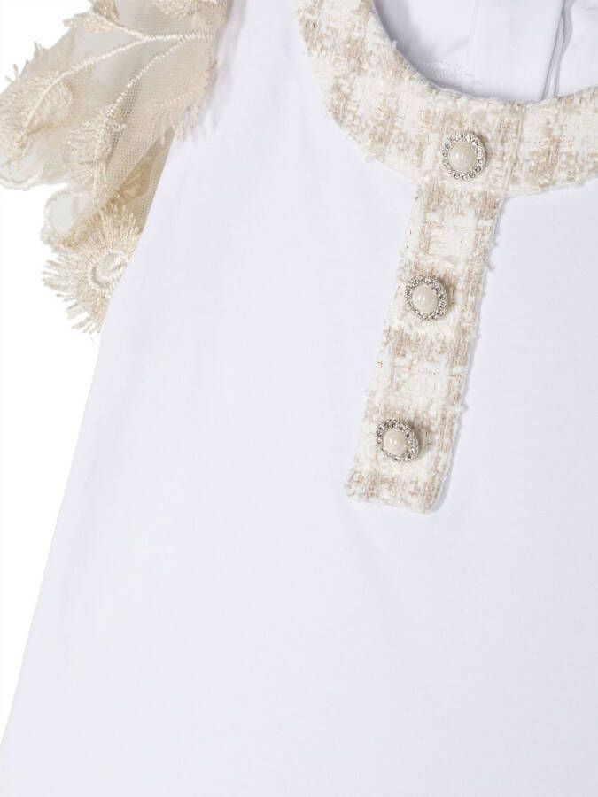 Patachou T-shirt met kanten mouwen Wit