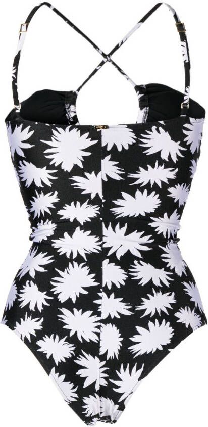 PatBO Badpak met bloemenprint Zwart