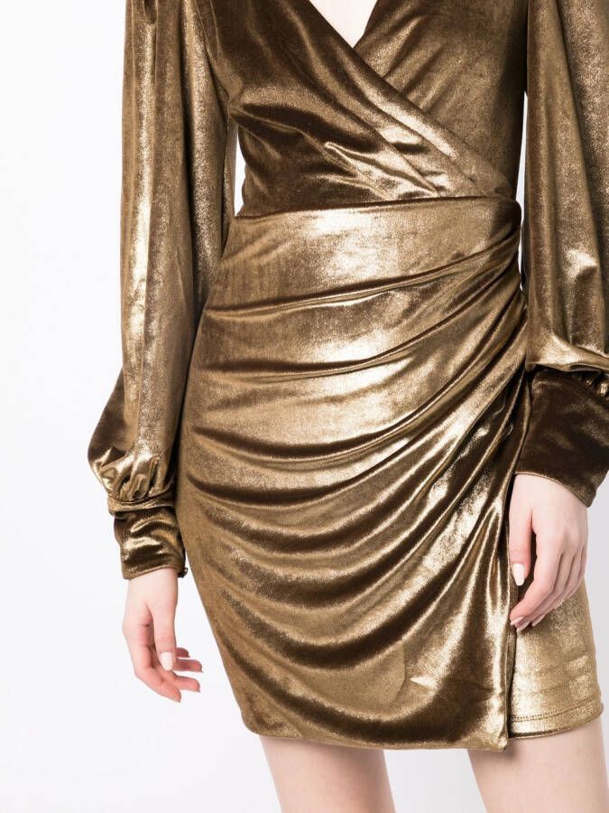 PatBO Fluwelen midi-jurk Goud