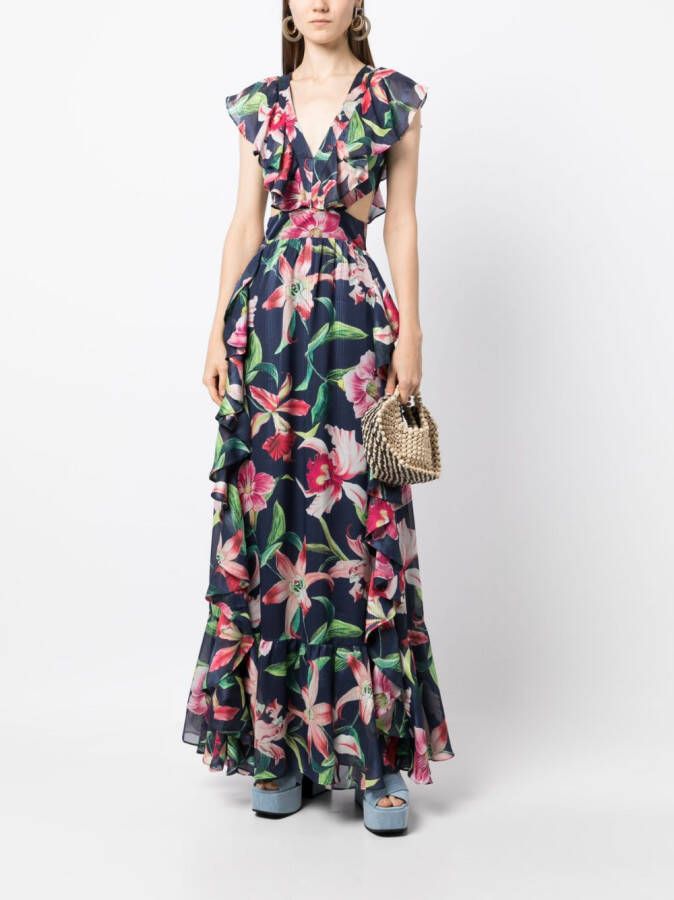 PatBO Lealia V-neck maxi dress Blauw