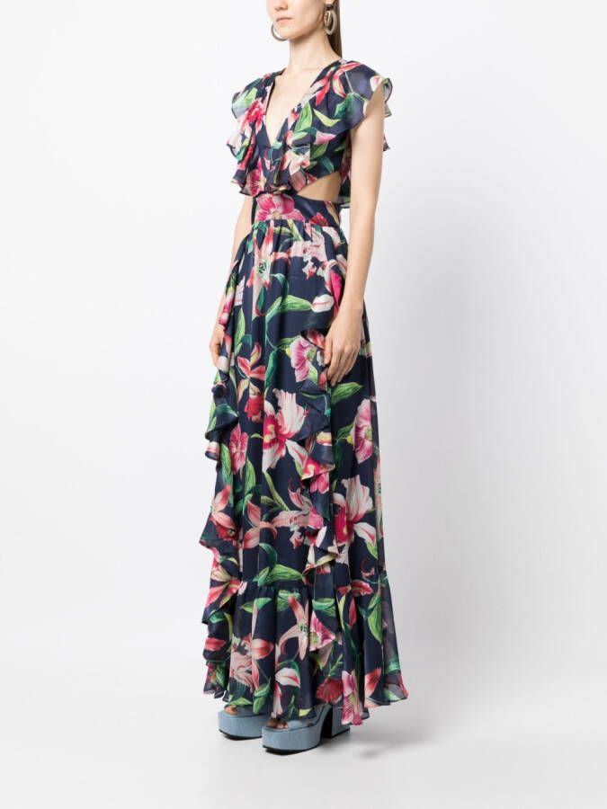 PatBO Lealia V-neck maxi dress Blauw