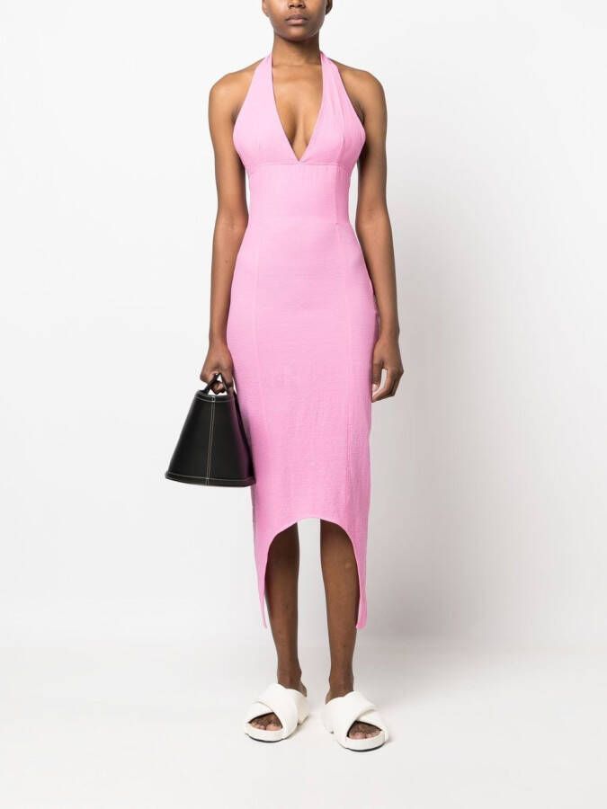 Patou Asymmetrische halterjurk Roze