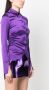 PATRIZIA PEPE Paarse Satijnen Blouse met Metallic Logo Purple Dames - Thumbnail 4