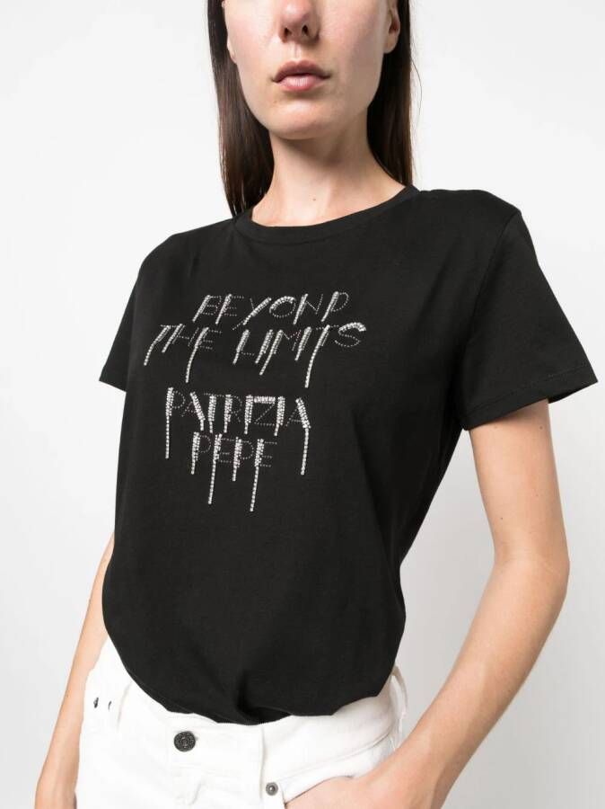 Patrizia Pepe T-shirt verfraaid met kristallen Zwart