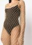 PATRIZIA PEPE Glamoureuze Studded Mesh Jurk Geel Dames - Thumbnail 3