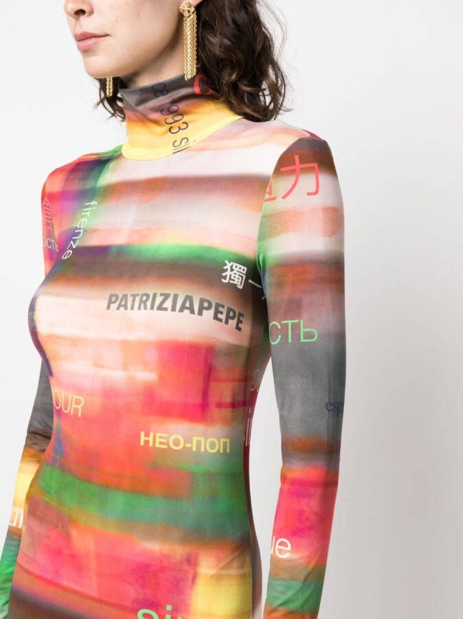 Patrizia Pepe Midi-jurk met tekst Groen