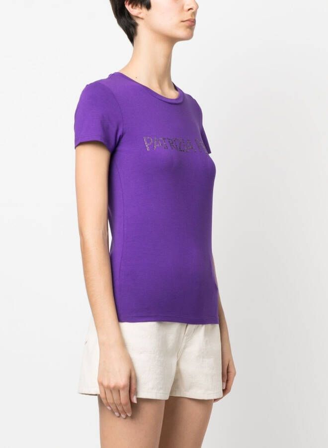 Patrizia Pepe T-shirt met logo van stras Paars