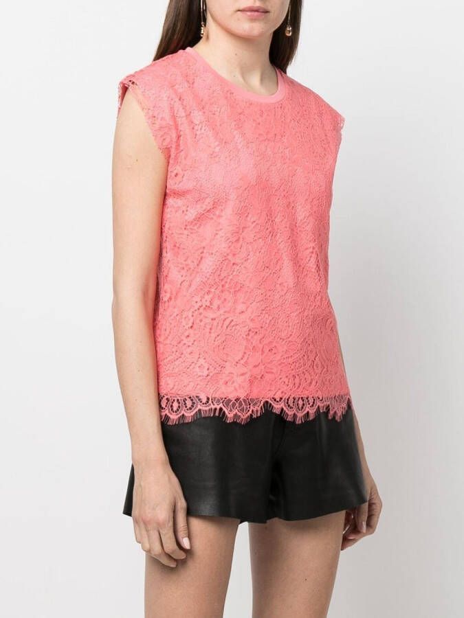 Patrizia Pepe T-shirt met bloemenkant Roze